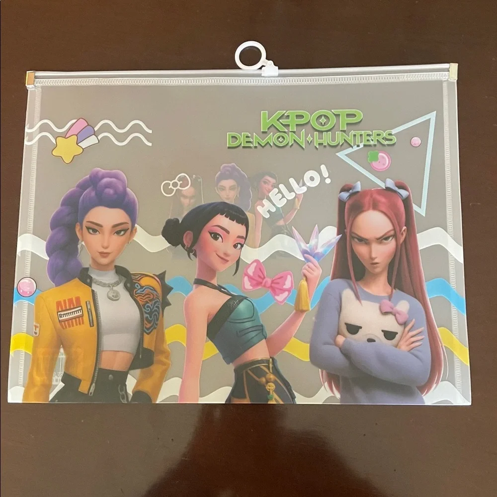 K-pop demon hunters Themed large Transparent Pouches folders new 4 plastic vinyl